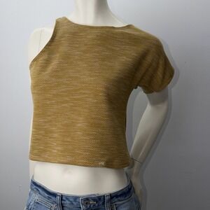Burnt Orange Woman's  Asymmetrical  Cold Shoulder Crop Top In Sz Medium Festival